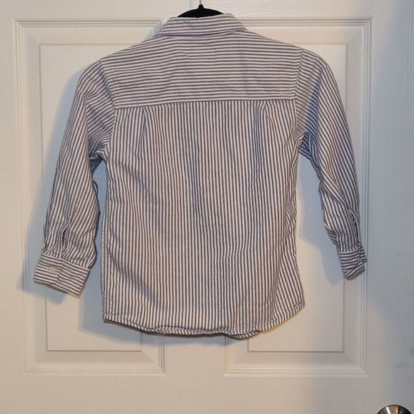 OshKosh B'Gosh Size 6 Blue White Striped Button Down Beach Coastal Vacation - Picture 5 of 5